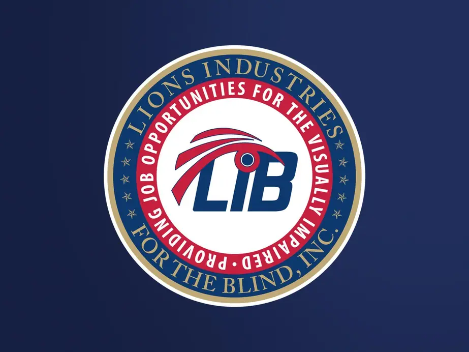 The LIB roundel: Lions Industries for the Blind, providing job opportunities for the visually impaired