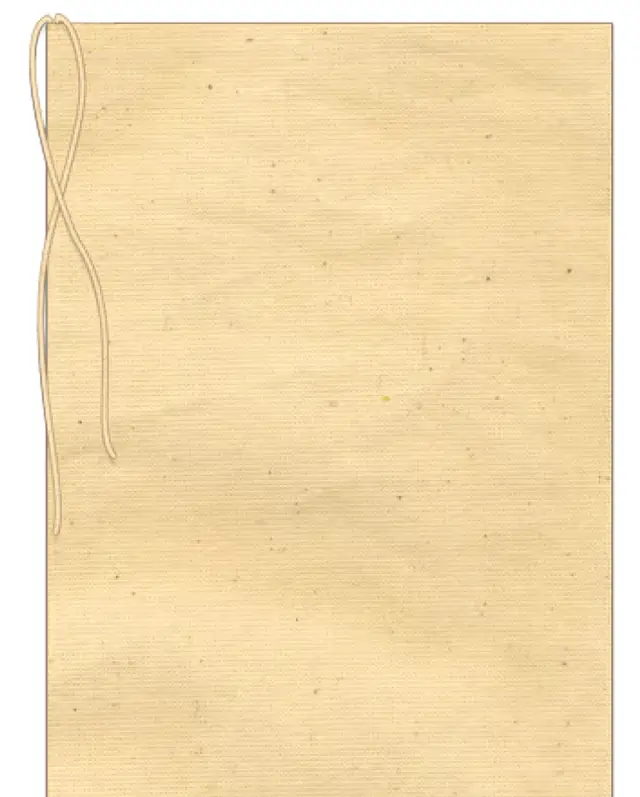 Natural cotton drawstring mailing bag, laid flat